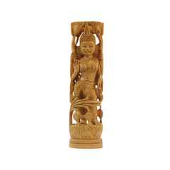 Hand-Carved Wooden Goddess Parvathi Statue – Standing on Lotus