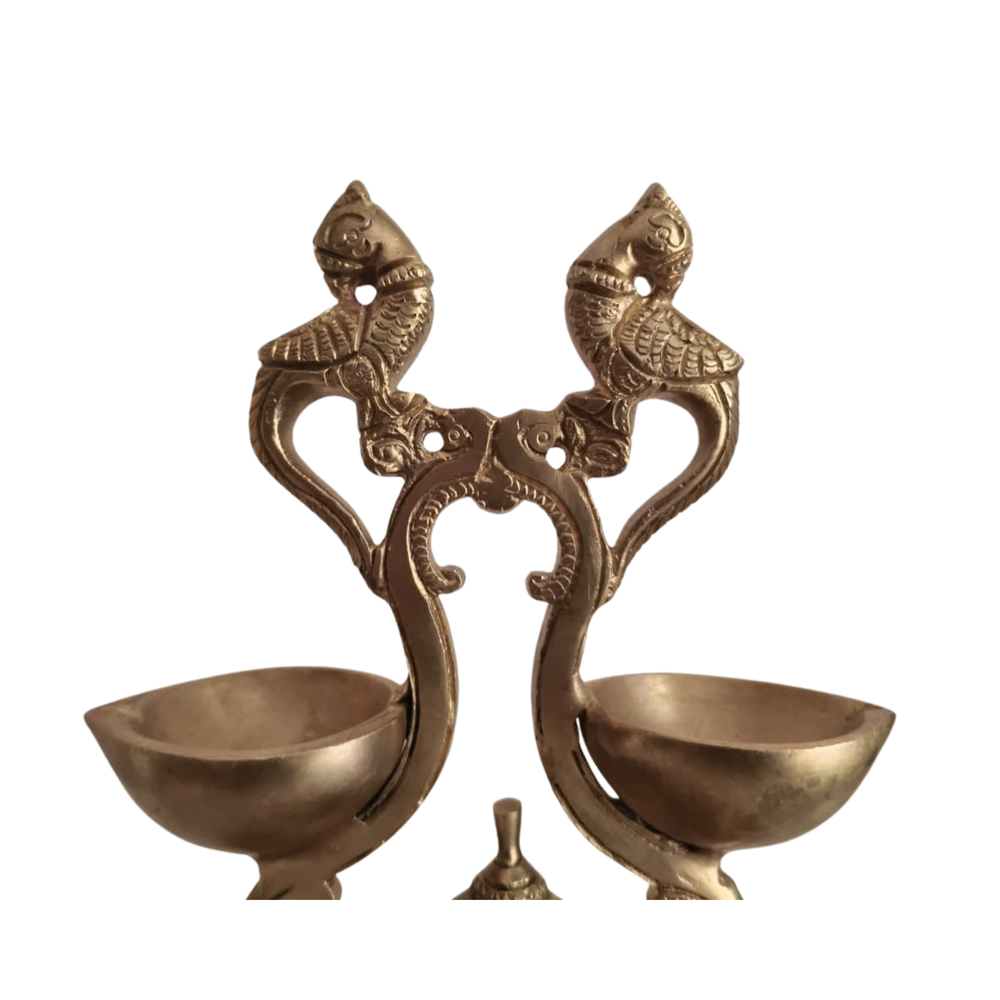 Handcrafted Brass Peacock Altar Diya – Royal Mayil Lamp on Lotus Pedestal   Brass Artwork