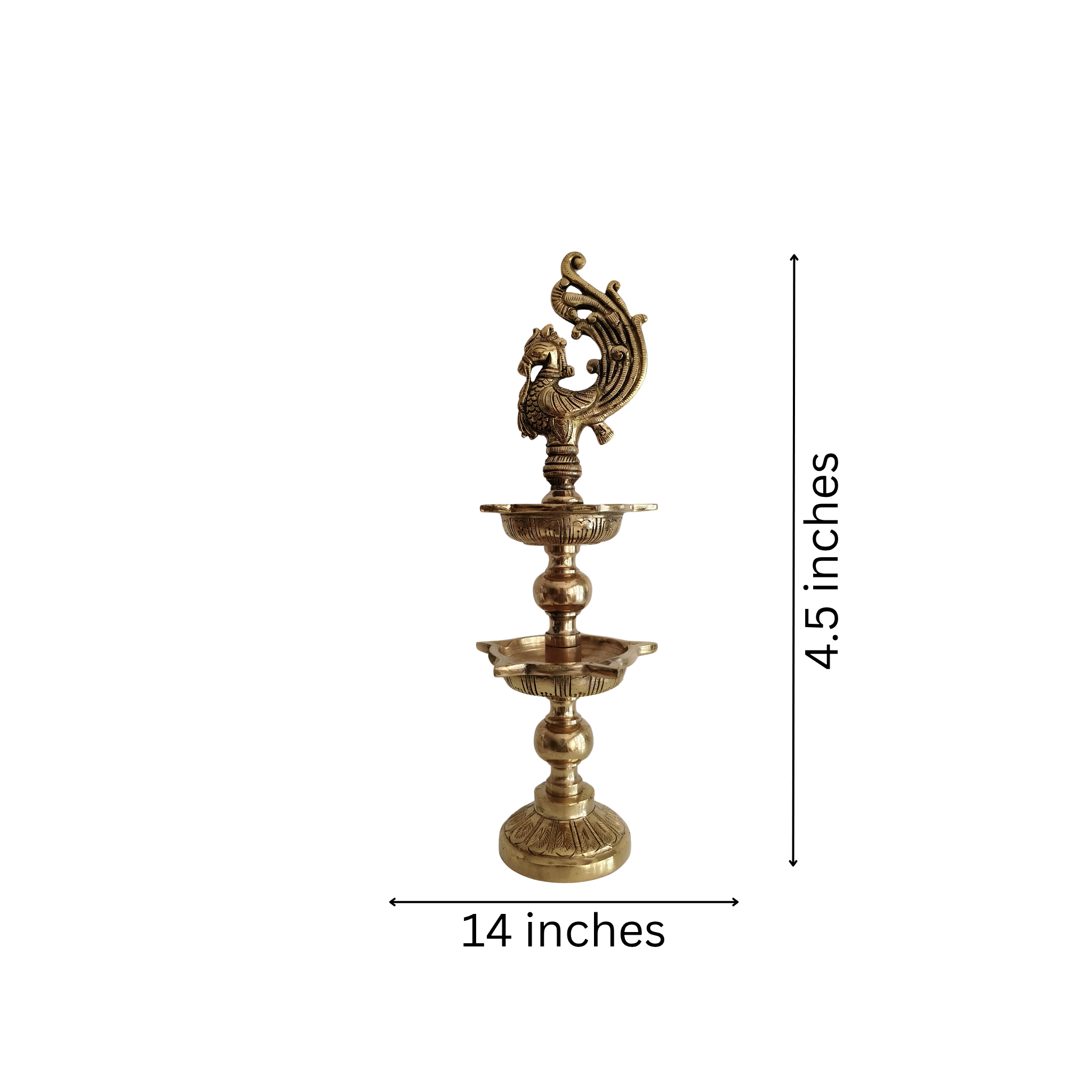 Brass Multi-Tier Peacock Diya - Traditional Indian Oil Lamp