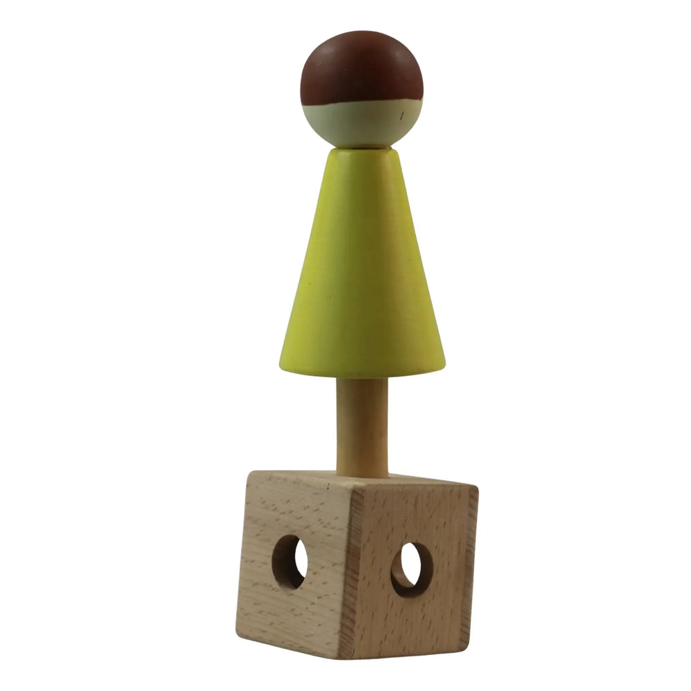 Artistic girl statue on cube-shaped stand for home decor