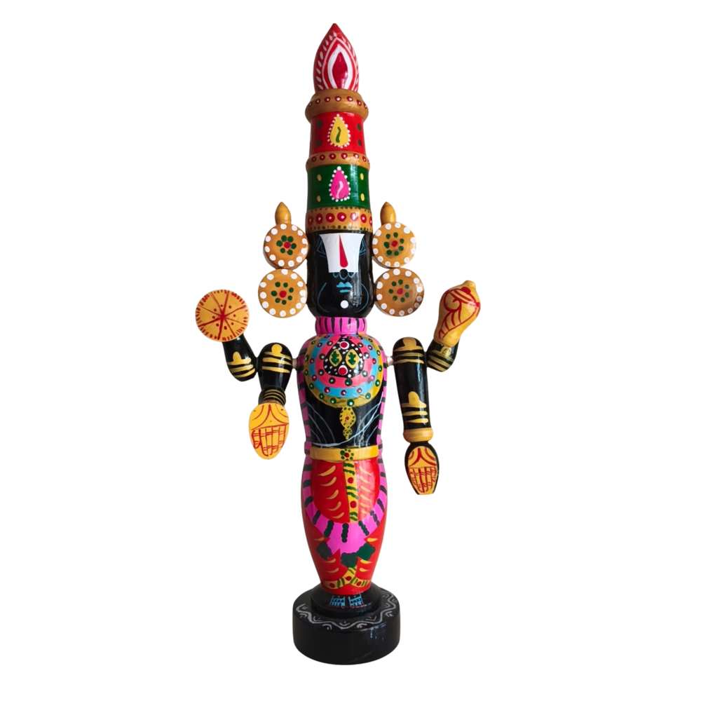 Divine Radiance of Lord Balaji Etikoppaka Wooden Idol Lacquerware   Etikoppaka Lacquerware