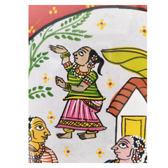 Authentic Cheriyal Art Painting of Indian Village Life – Framed Wall Decor   Cheriyala Painting
