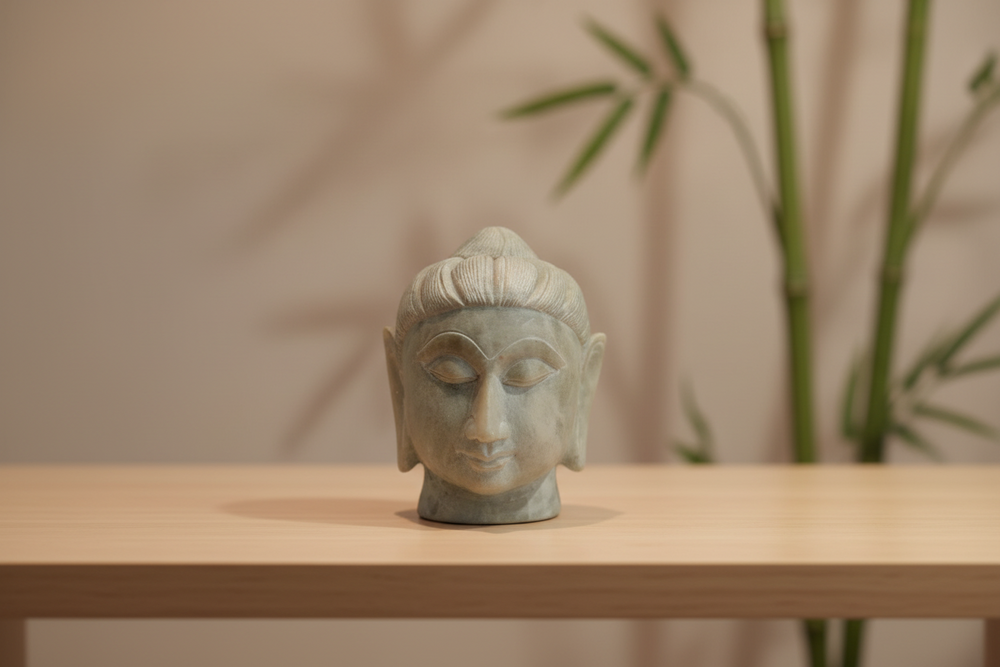 Marble Buddha Face Idol – Serene Meditation Statue for Home Décor   Marble