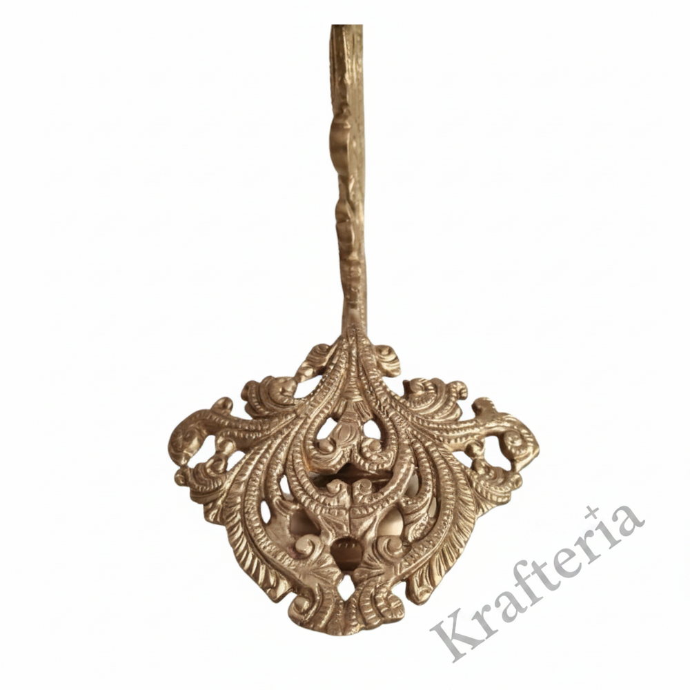 Traditional Hanging Peacock Oil Lamp for Home Temple & Festive Decor   Brass Artwork