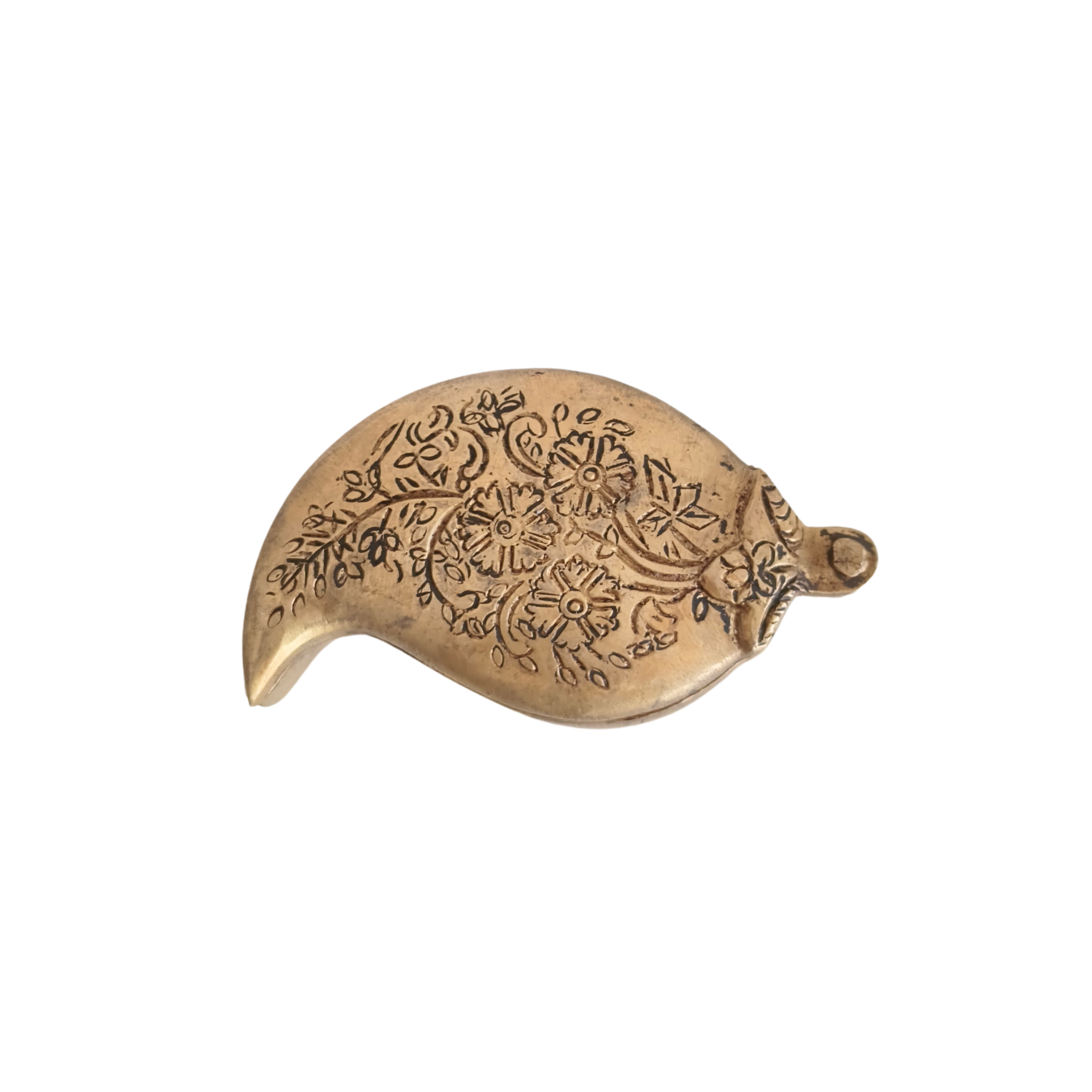 Brass Mango (Paisley) Shaped Decorative Box - Engraved Storage