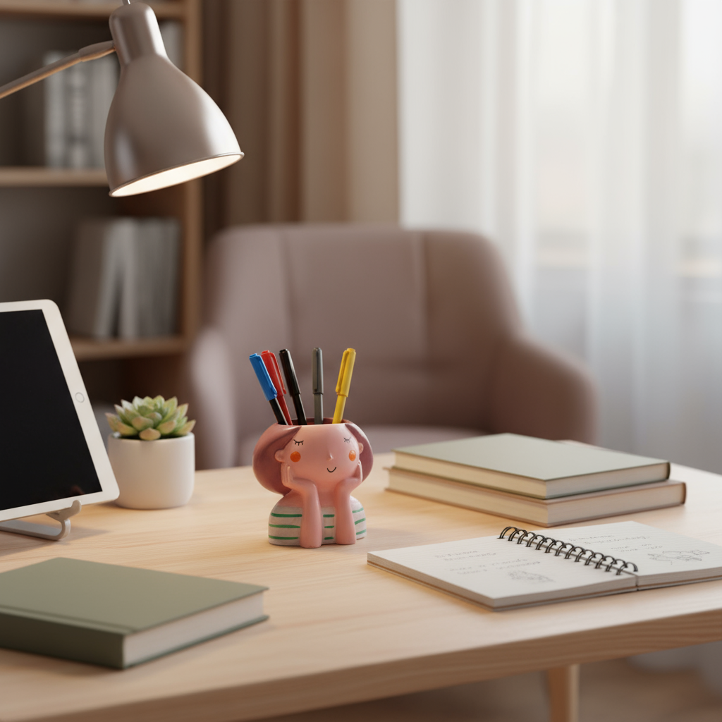 Decorative Girl Pen Stand – Cute & Functional Desk Accessory