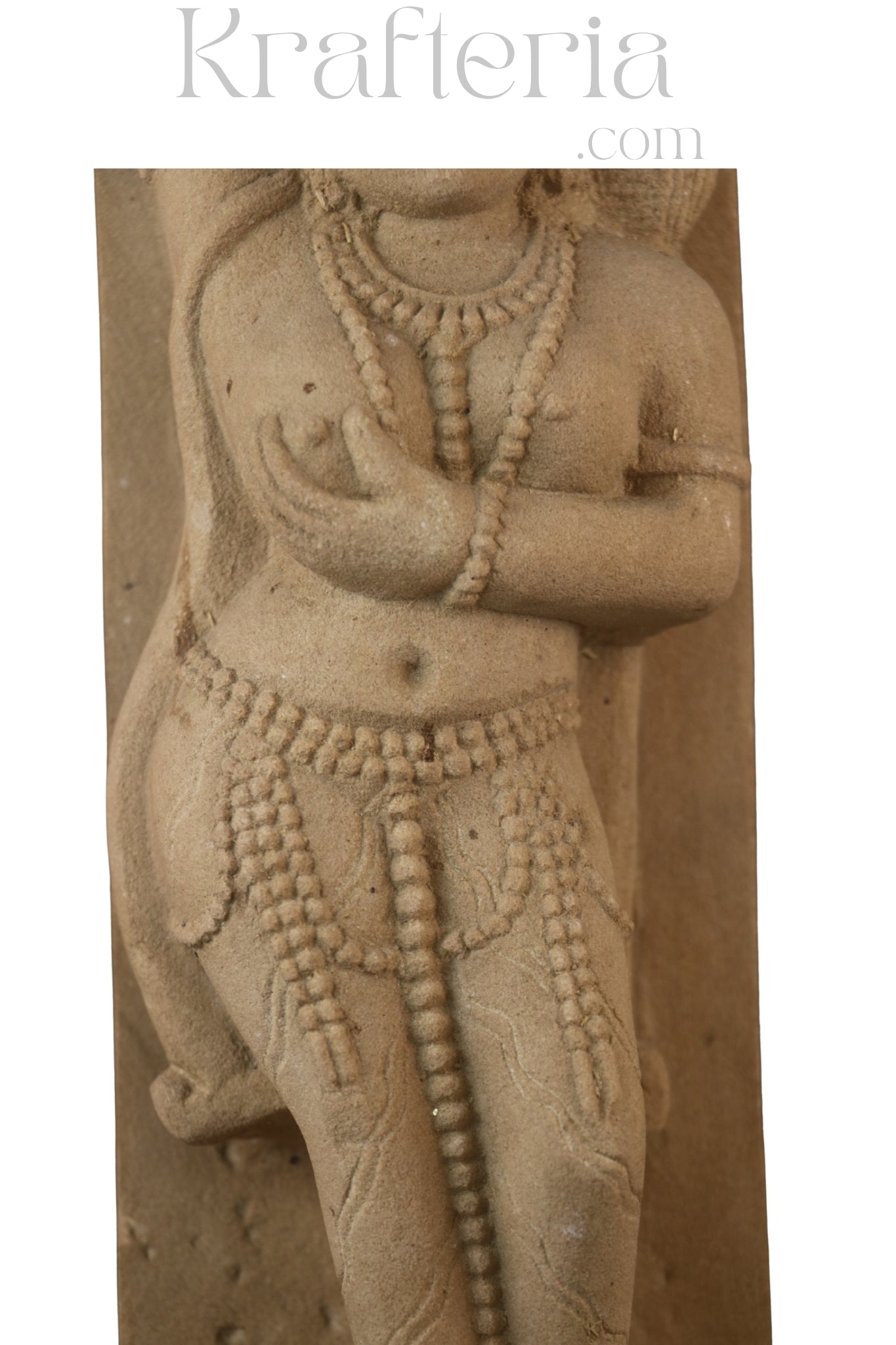 Ancient Elegance - Sandstone Relief of a Celestial Being