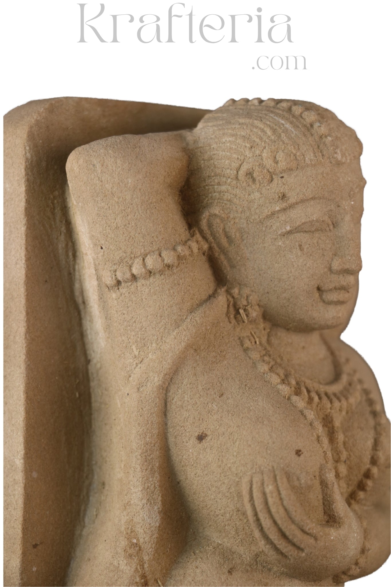 Ancient Elegance - Sandstone Relief of a Celestial Being