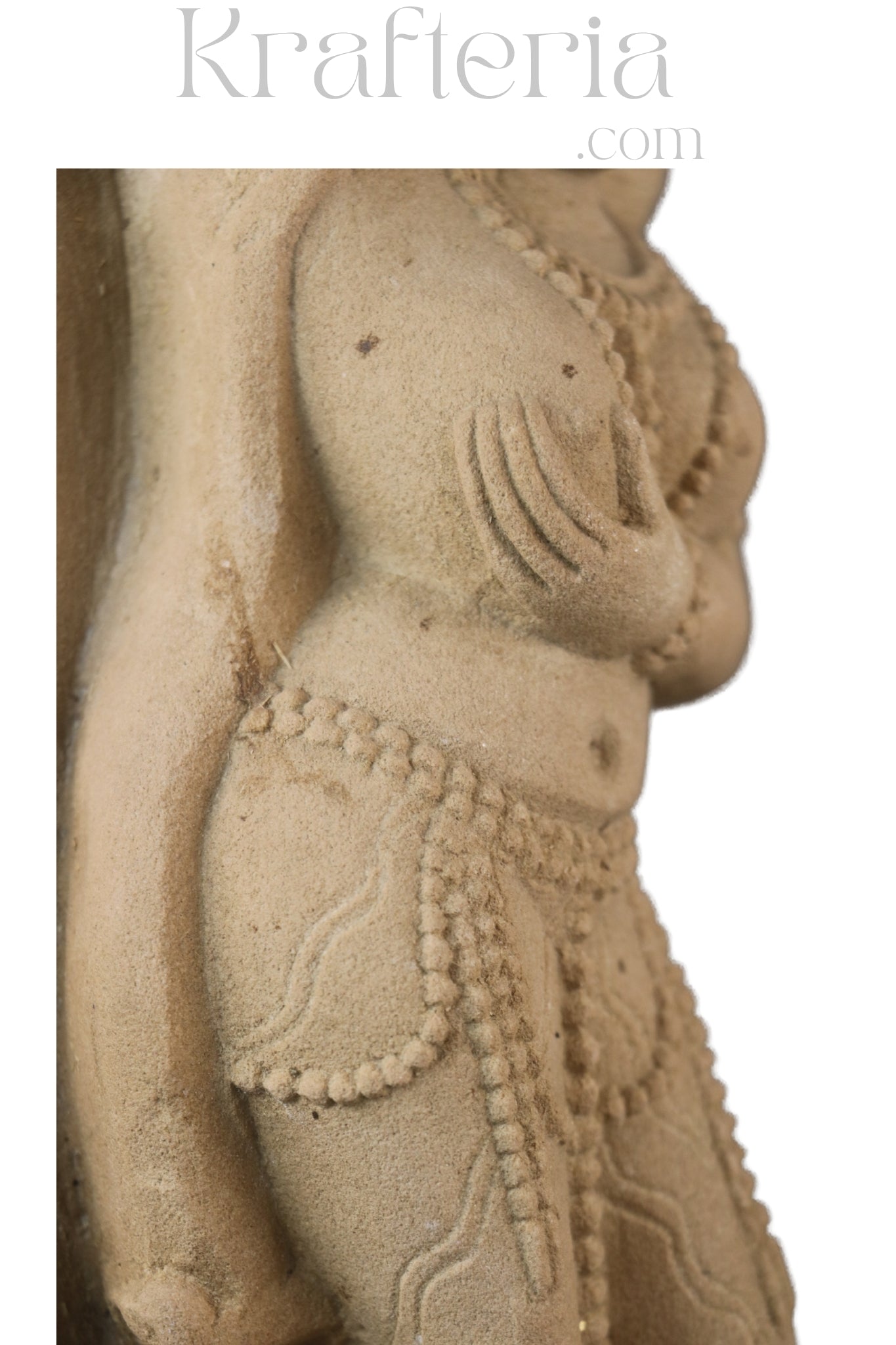 Ancient Elegance - Sandstone Relief of a Celestial Being