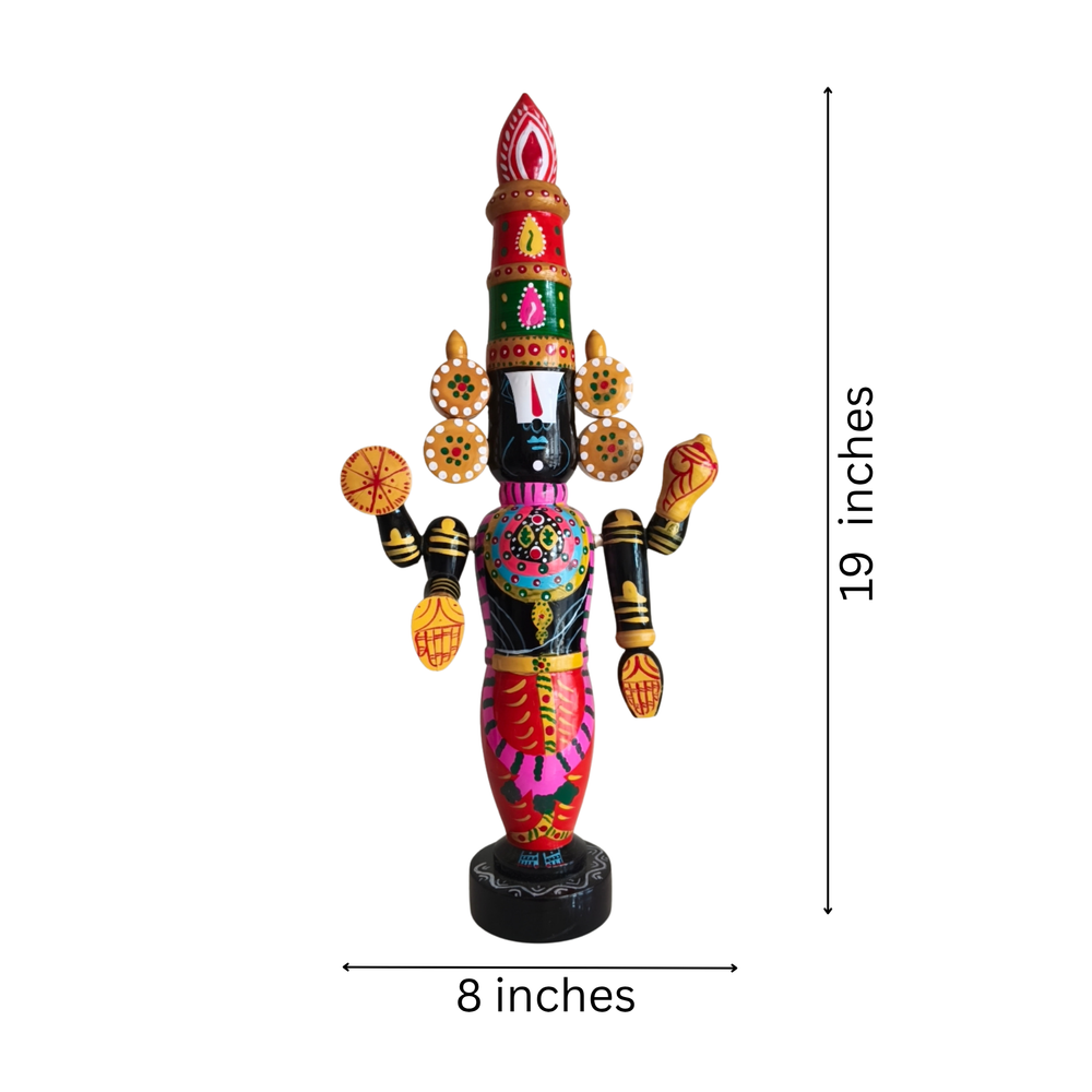 Divine Radiance of Lord Balaji Etikoppaka Wooden Idol Lacquerware   Etikoppaka Lacquerware