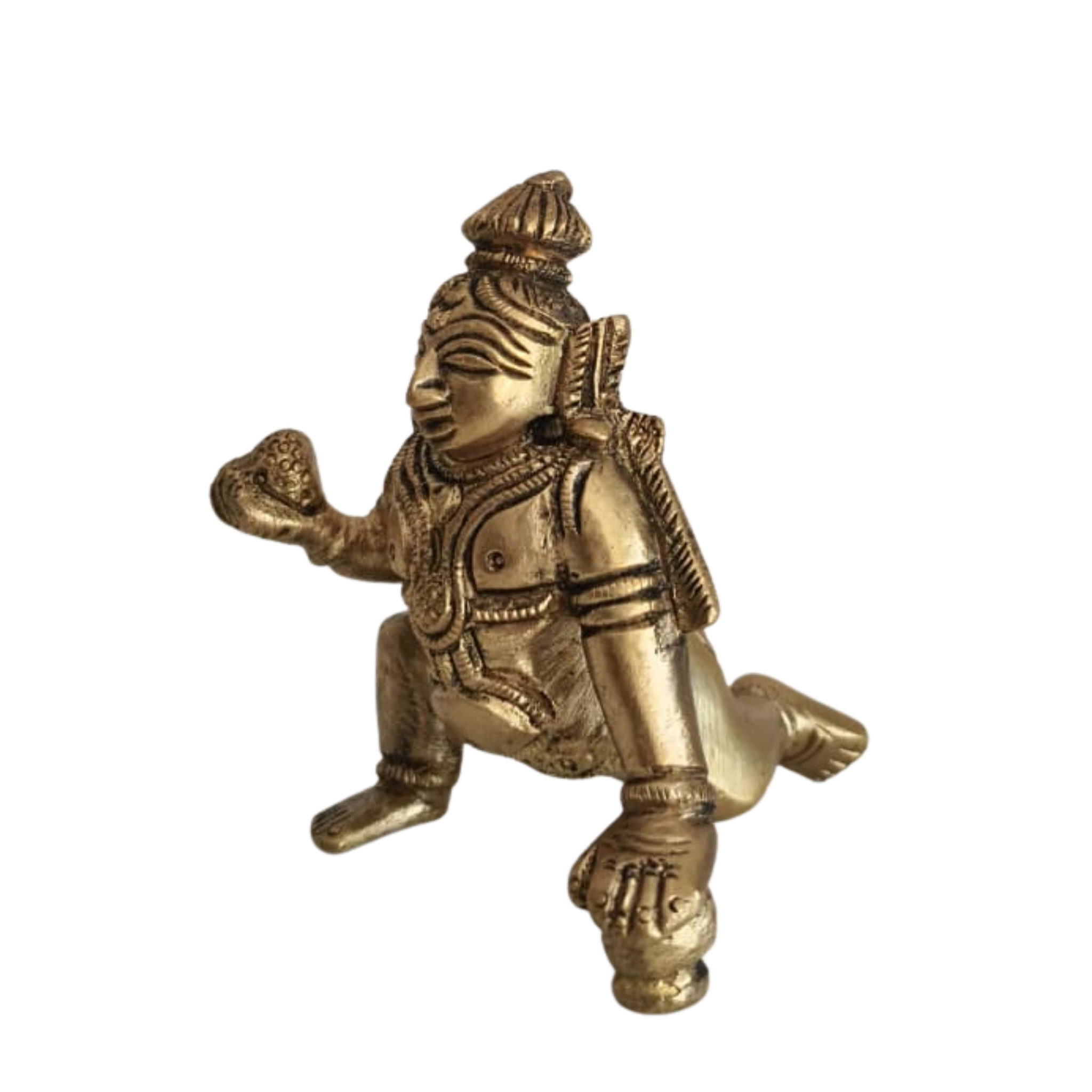 Brass Idol of Bal Krishna (Baby Krishna) with Butter Ball