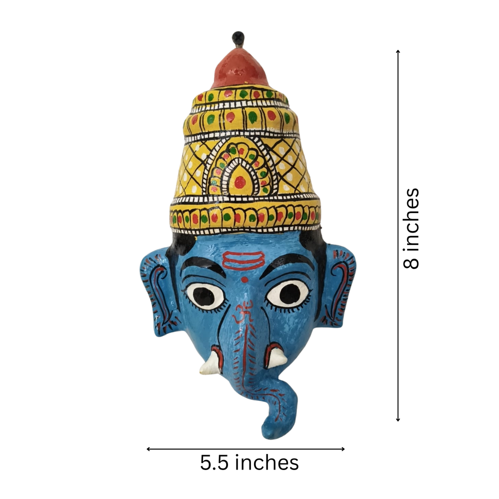 Handcrafted Ganesha Mask Wall Hanging – Cheriyal Art Decor   wall decor