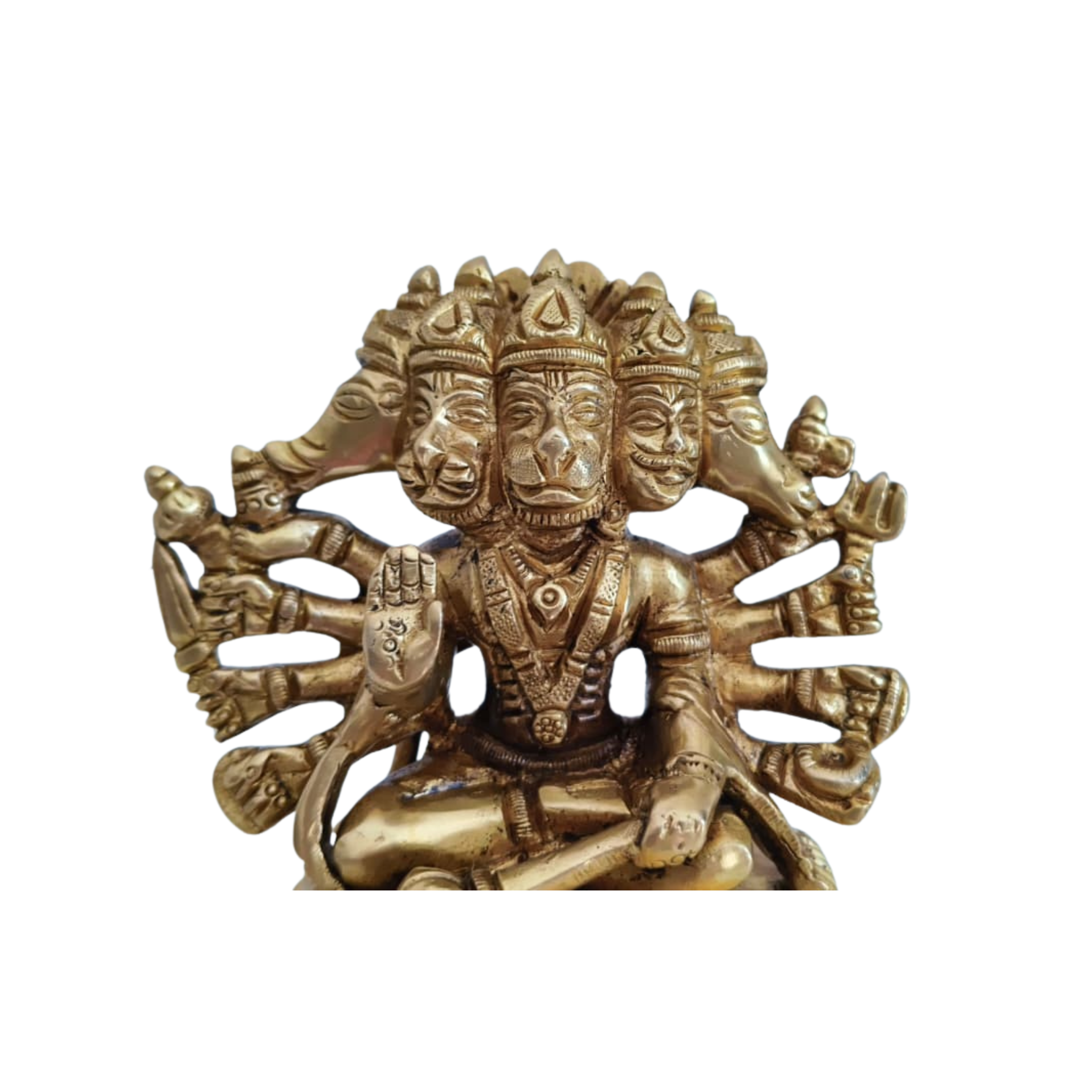 Brass Panchmukhi Hanuman Idol – Five-Faced Protector for Strength and Victory