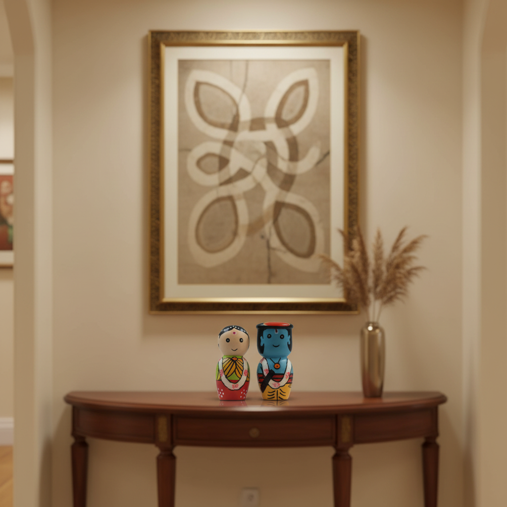 Beautiful Radha Krishna Dolls – Safe Non-Toxic Paint Finish   Wooden Lacquerware&toys