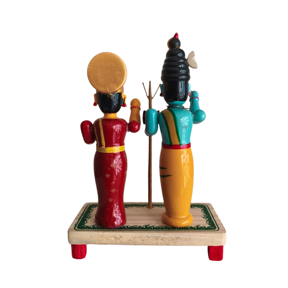 Traditional Etikoppaka Art Ardhanarishvara (Shiva-Parvati)   Etikoppaka Lacquerware
