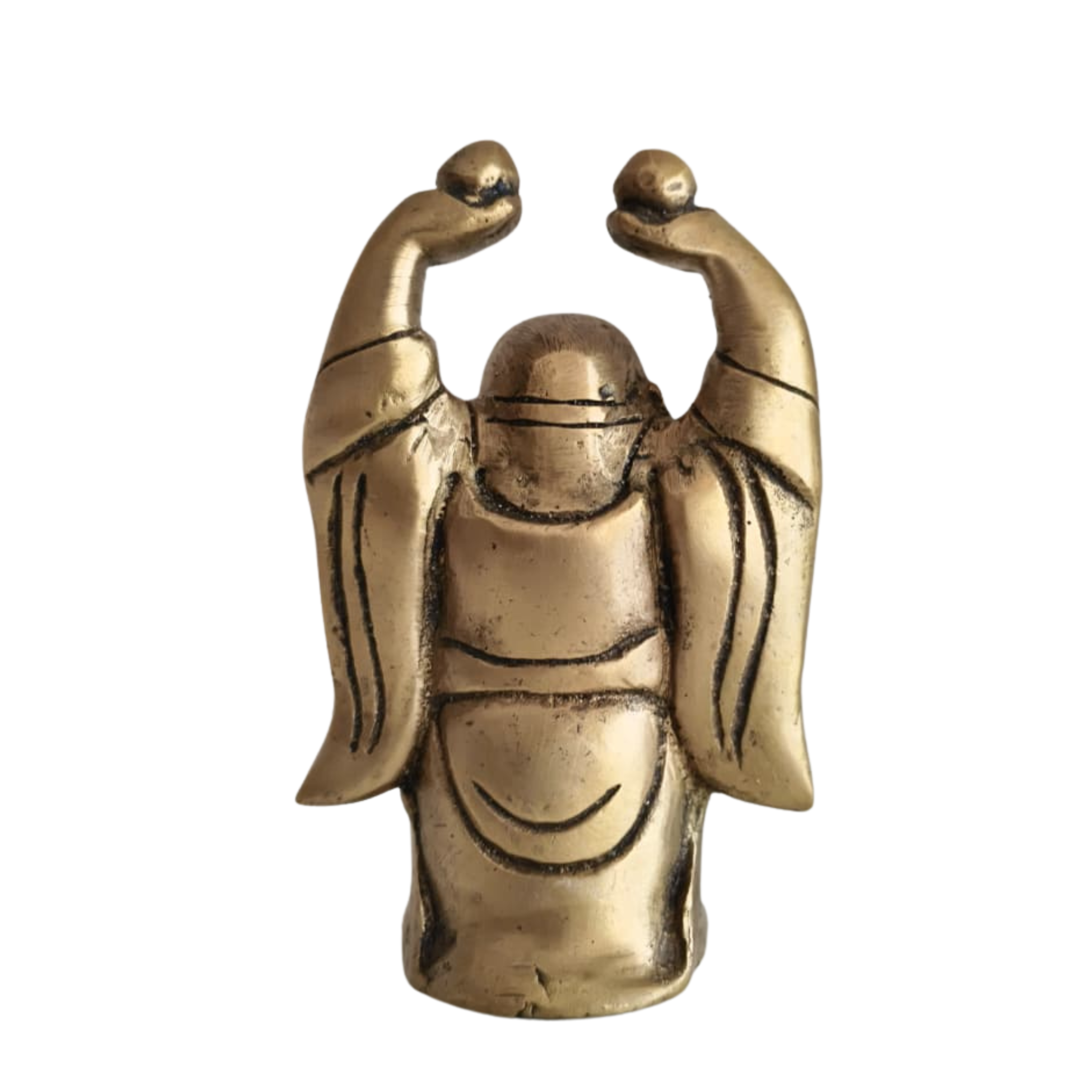 Brass Laughing Buddha Statue - Prosperity and Good Luck Figurines