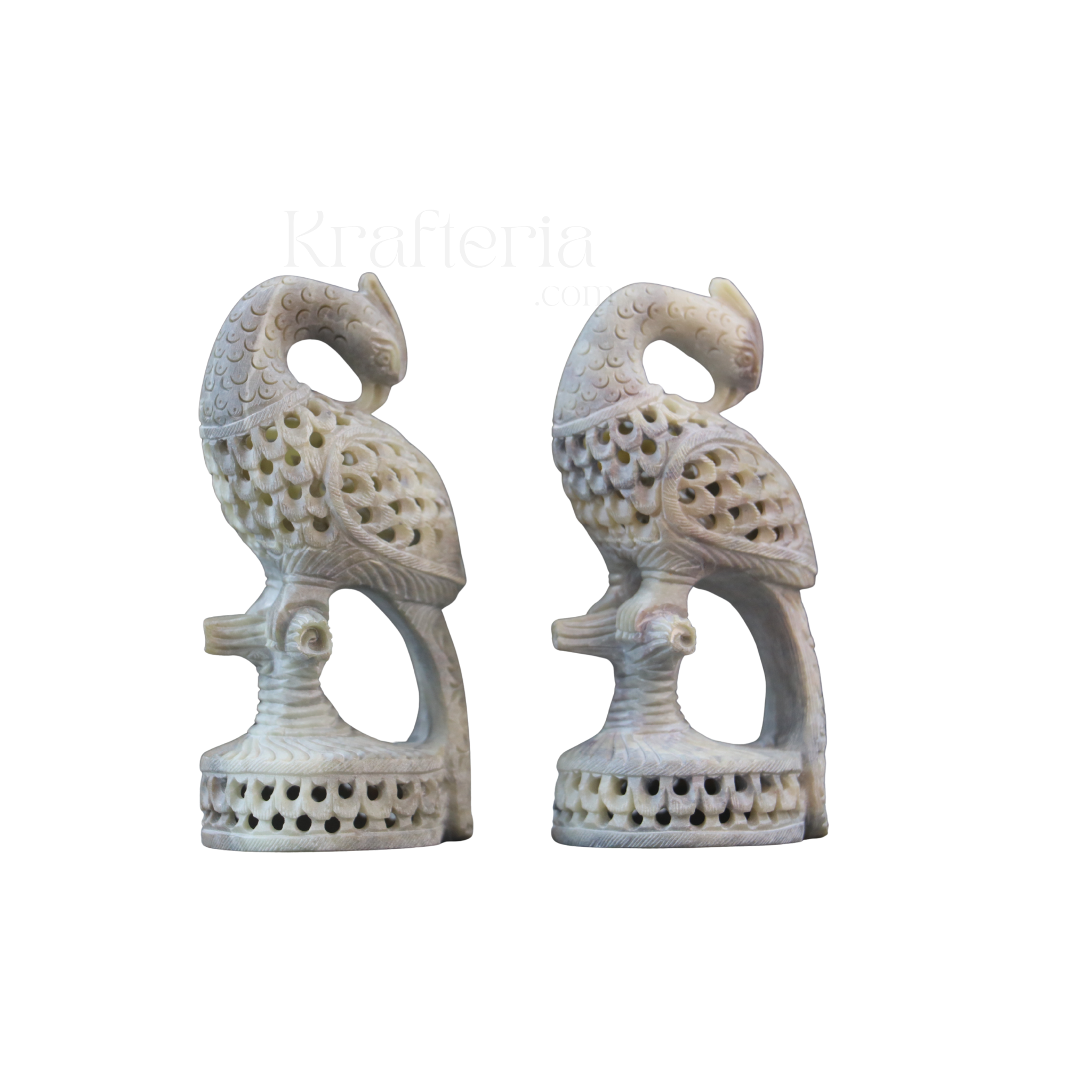Peacock Pair with Fine Jali Carving – Ethnic Indian Handicraft Figurines