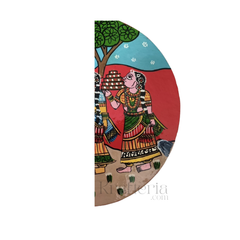 Cheriyal Inspired Bonalu Painting – Handmade Circular Wall Piece   wall decor