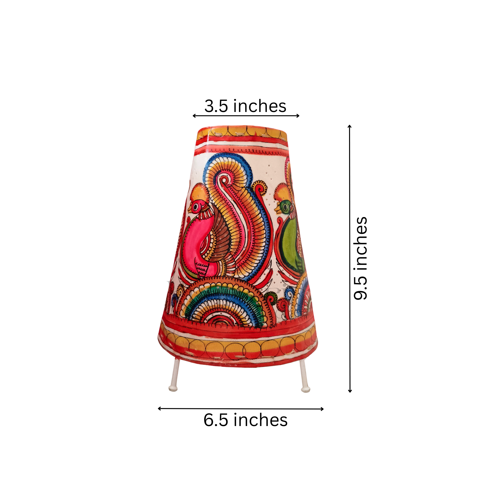 Handcrafted Leather Puppetry Vibrant  Peacock Motifs | Bed Lamp