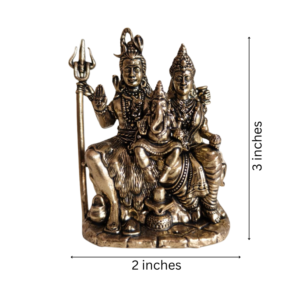 Brass Shiv Parivar Statue - Lord Shiva, Parvati, and Ganesha Divine Family Idol   Brass Artwork
