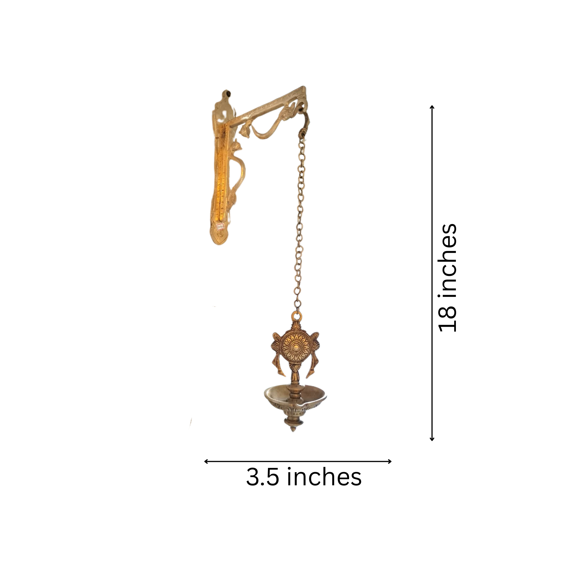 Traditional Handcrafted Hanging Brass Diya/Deepam with Chain and Decorative Chakra