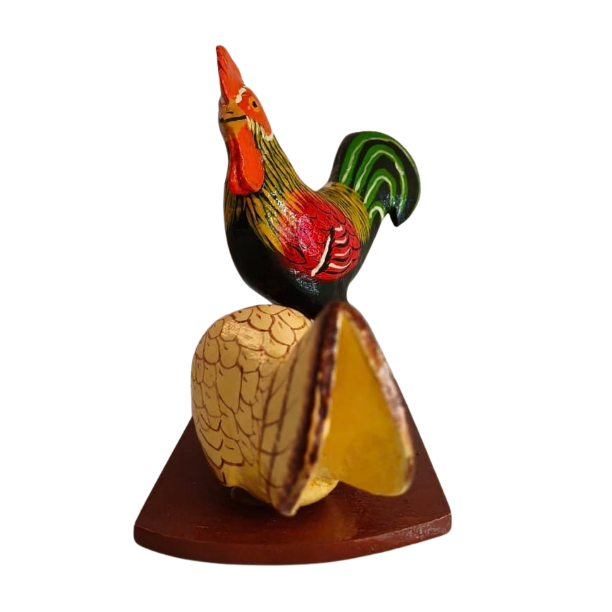Authentic Nirmal wooden rooster and hen toys with lacquer coating