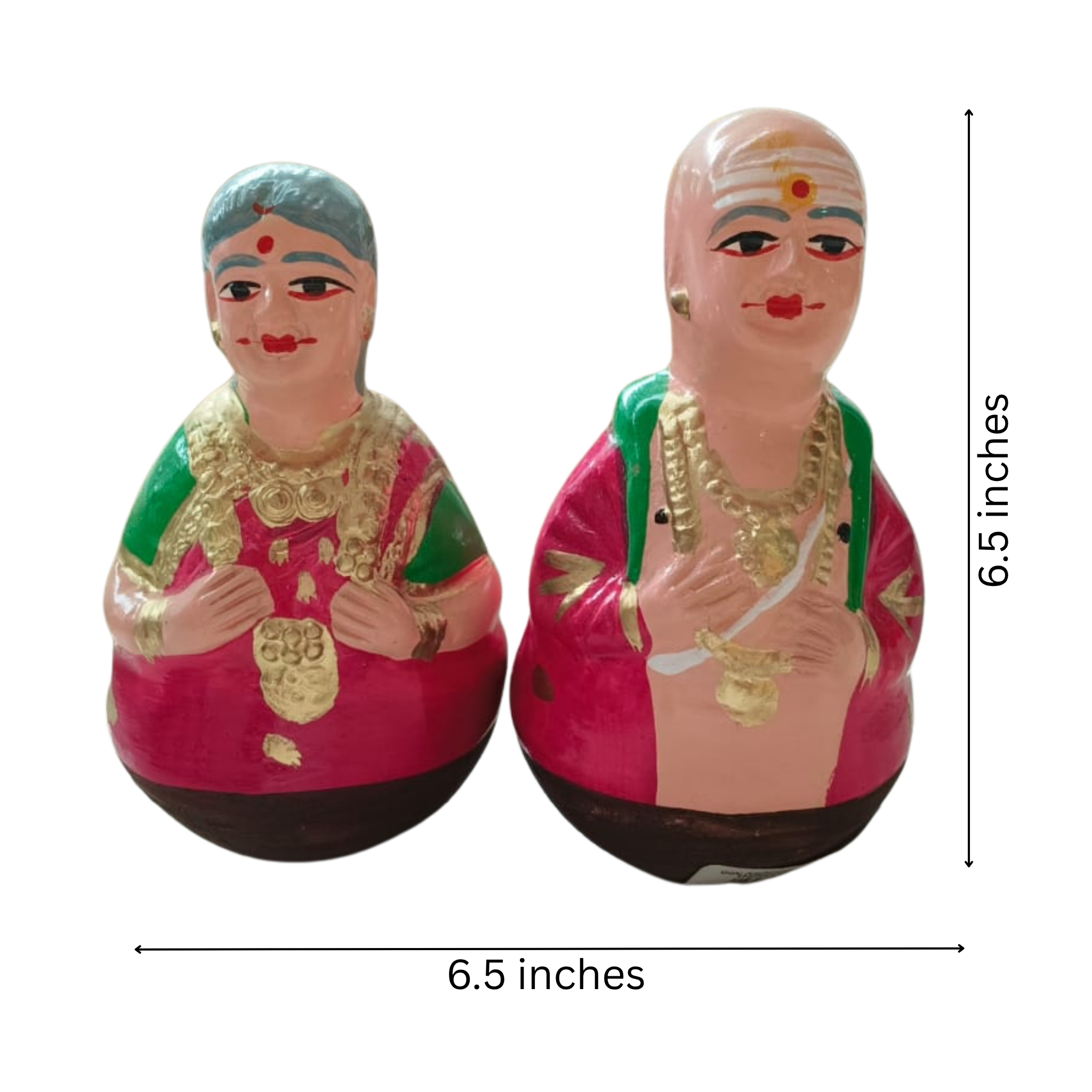 Handcrafted Golu Dolls – Tamil Folk Aachi, Chettiyar, Grandparents Set