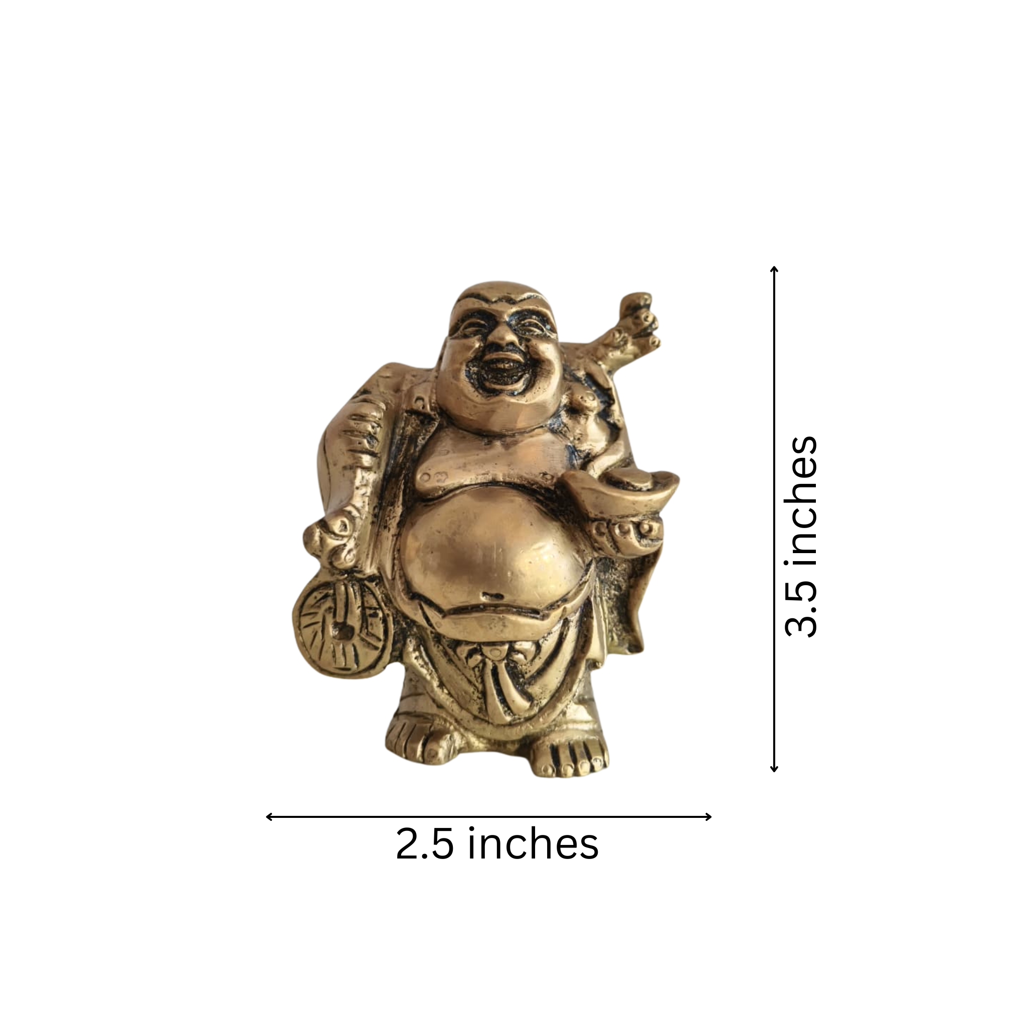 Brass Laughing Buddha Statue - Prosperity and Good Luck Figurines