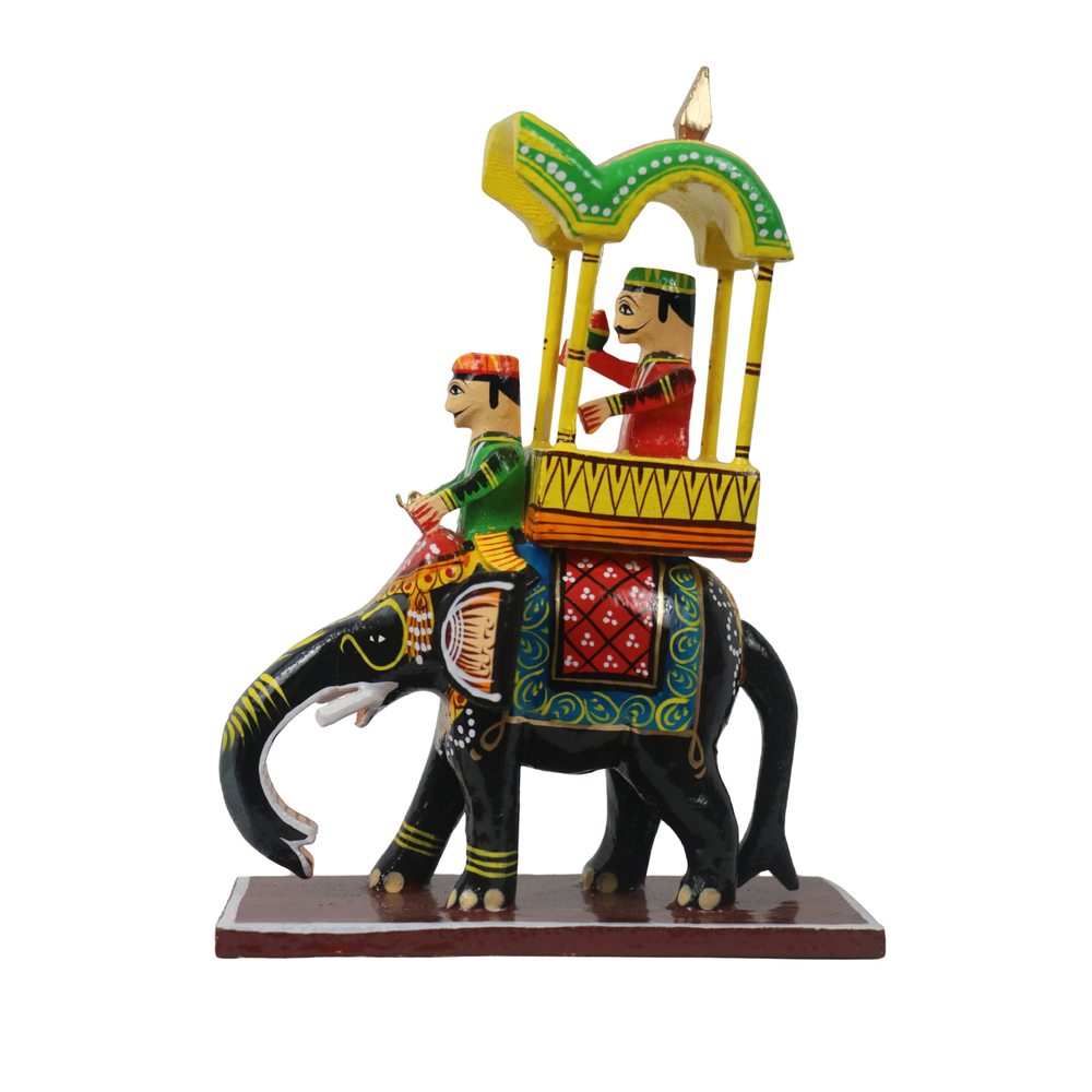 Traditional Ambari Wooden Decor with Raja – Wooden Handcrafted Showpiece   Wooden Lacquerware