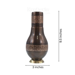 Pure Copper Embossed Bedroom Bottle With Inbuilt Glass