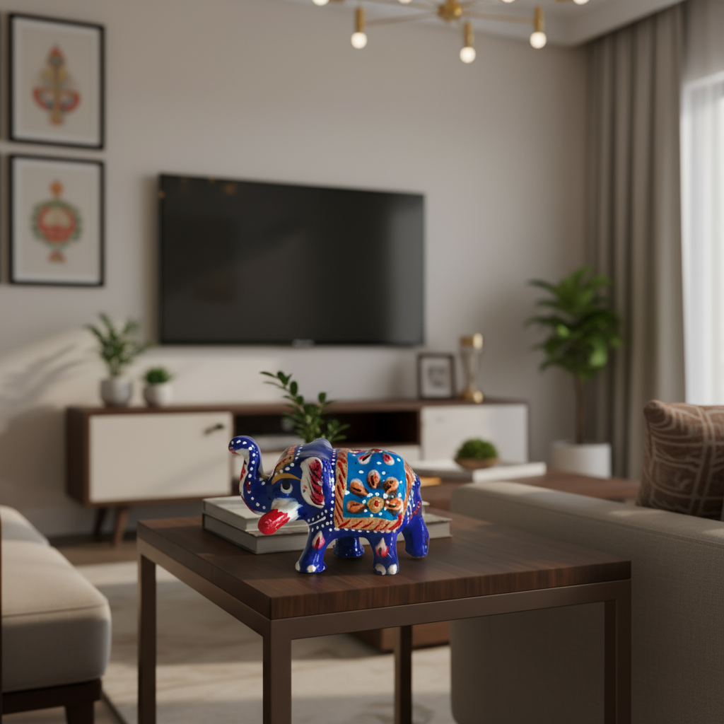 Elegant Hand-Painted Wooden Miniature Elephant