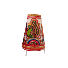 Handcrafted Leather Puppetry Vibrant  Peacock Motifs | Bed Lamp