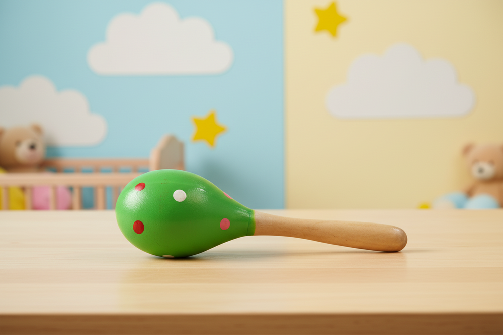 Handcrafted infant ball rattle with vibrant colours