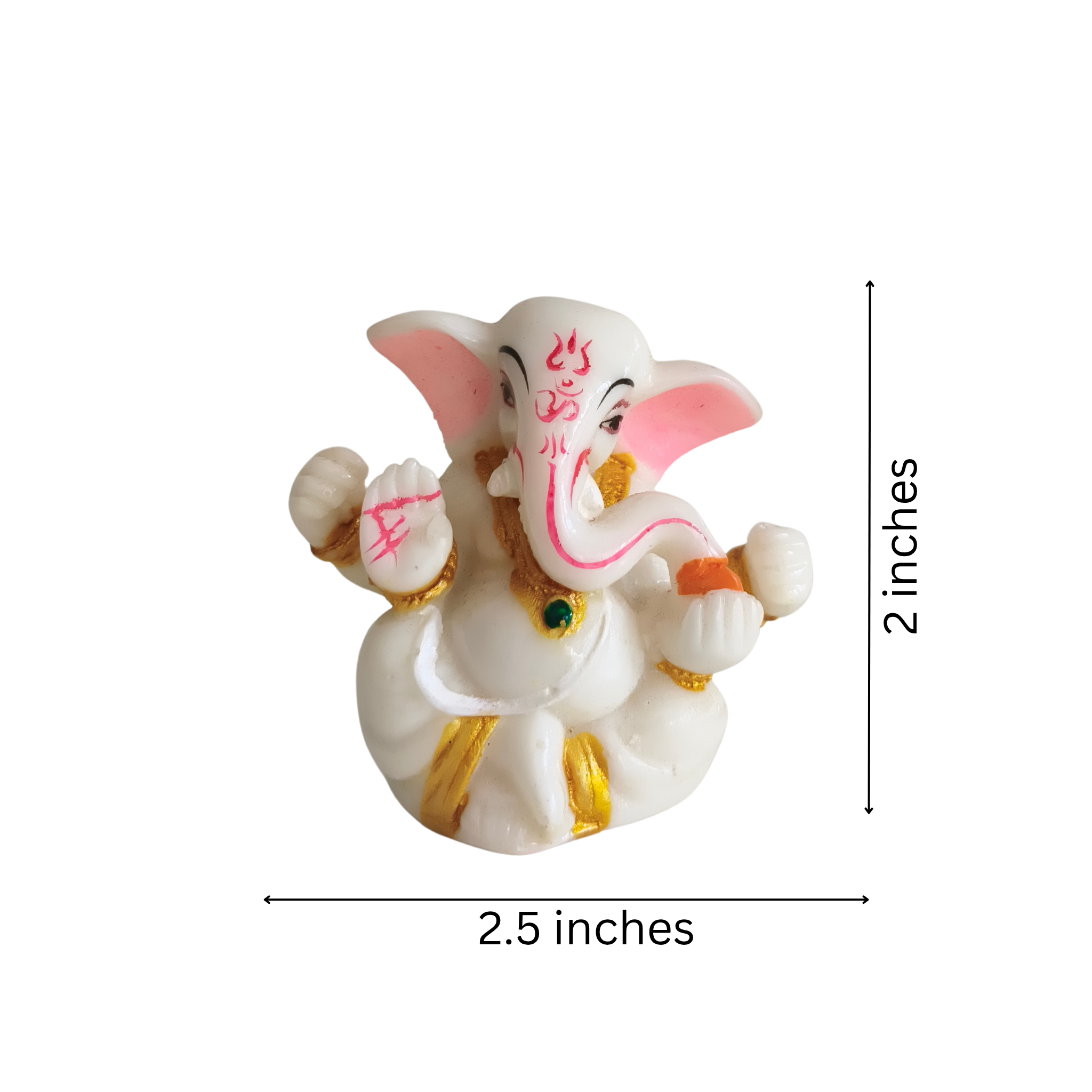 Serene White Marble-Finish Lord Ganesha Idol with Pink and Gold Accents