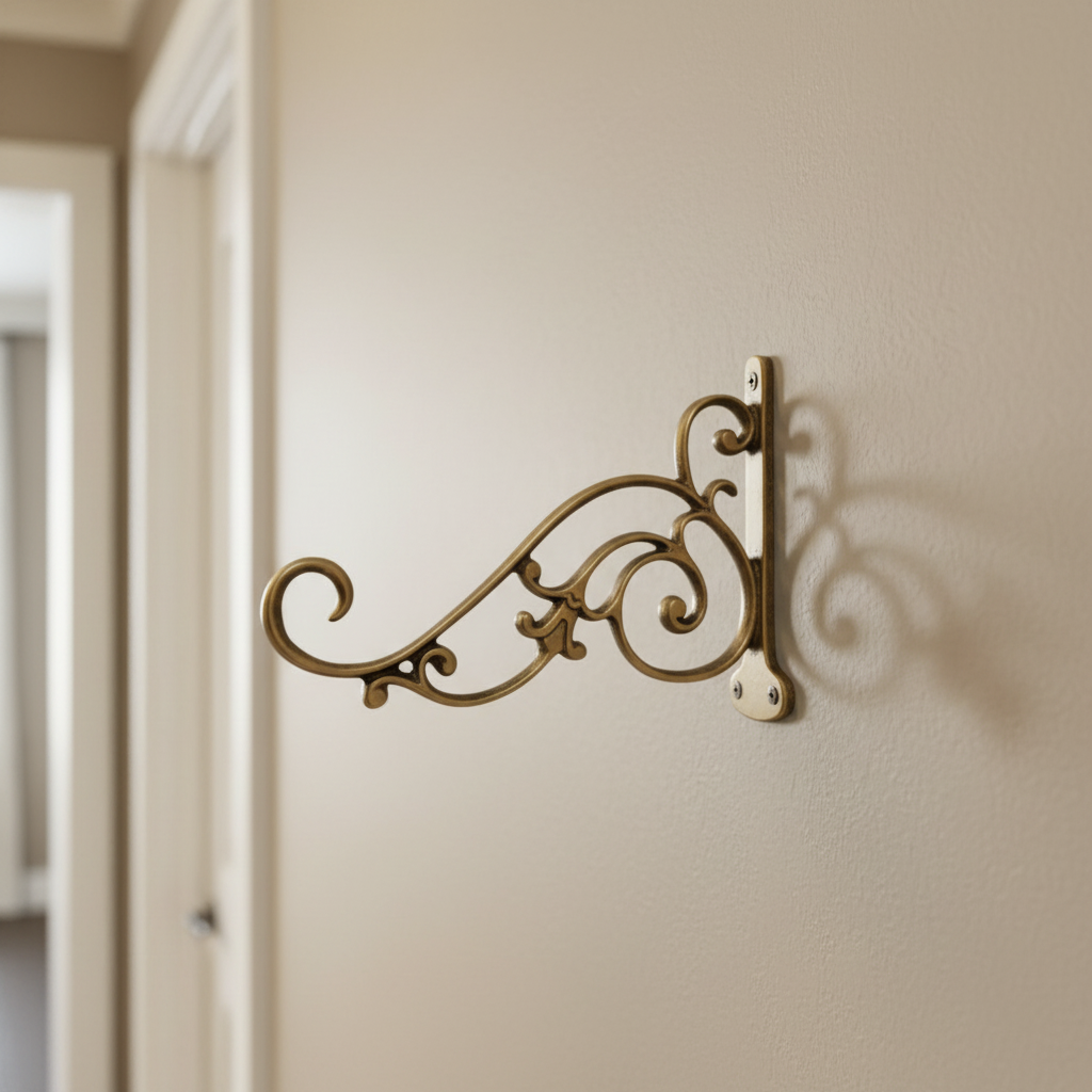 Ornate Antique Brass Wall Mounting Hanging Bracket