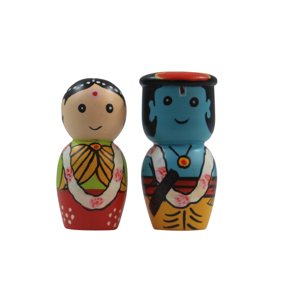 Traditional Radha Krishna dolls safe for kids with non-toxic paint