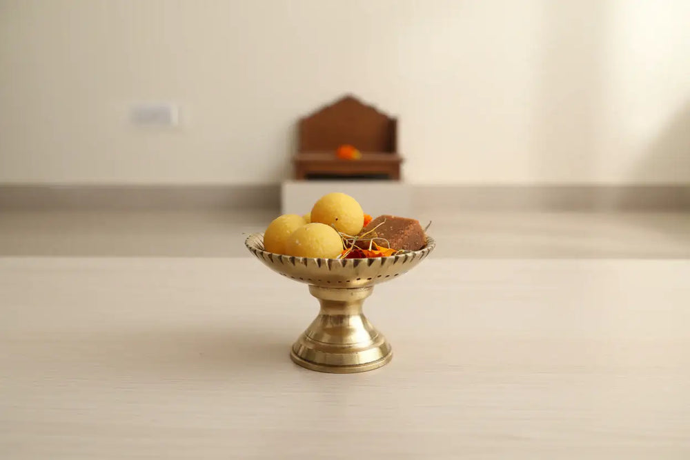 Brass Pooja Plate with Base – Multipurpose Plate   Brass Ware