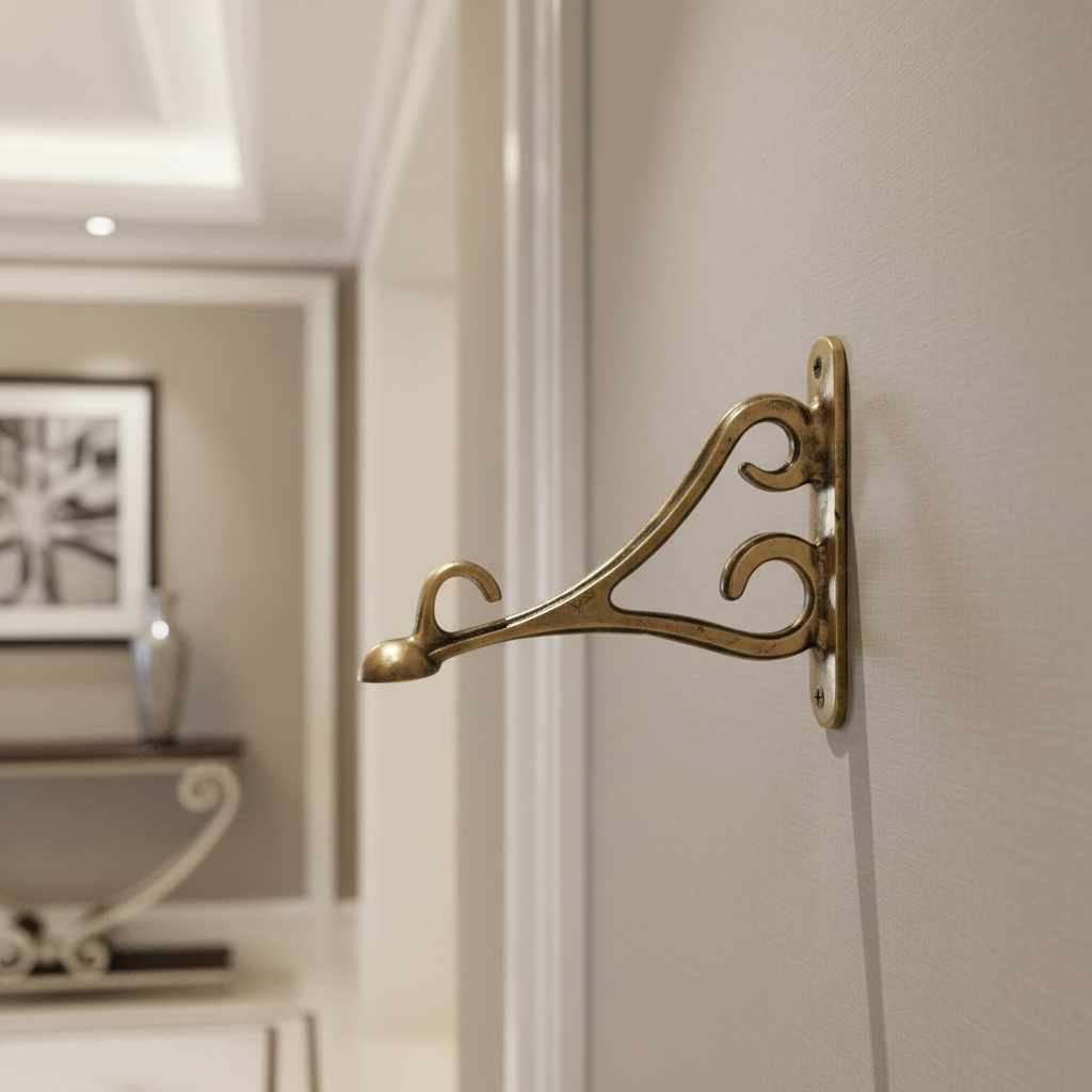 Ornate Antique Brass Wall Mounting Hanging Bracket