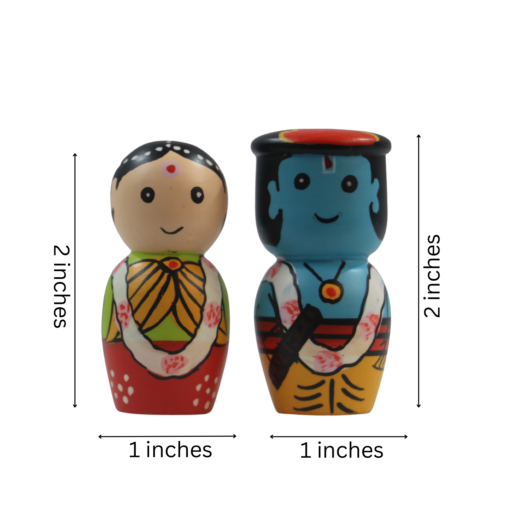 Colourful Radha Krishna dolls made using safe non-toxic paint