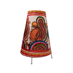 Handcrafted Leather Puppetry Vibrant  Peacock Motifs | Bed Lamp