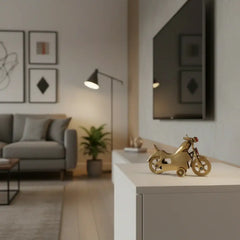 Brass Motorcycle Figurine with Red Gem Accents | Vintage Bike Model Collectible   Brass Ware