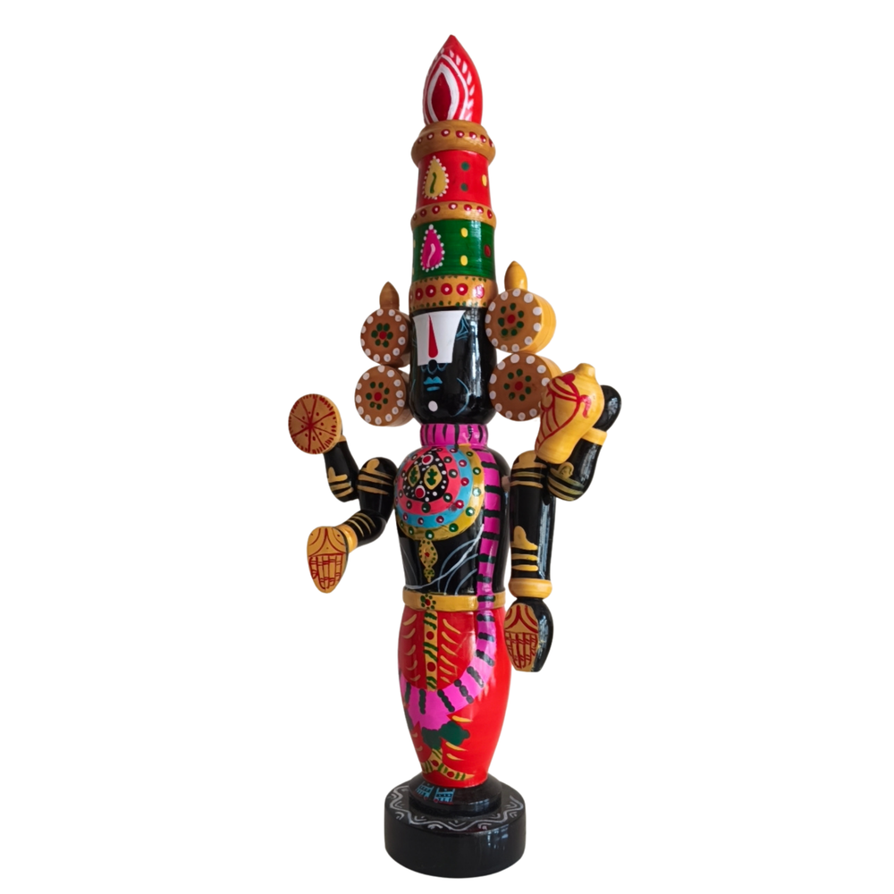 Divine Radiance of Lord Balaji Etikoppaka Wooden Idol Lacquerware   Etikoppaka Lacquerware