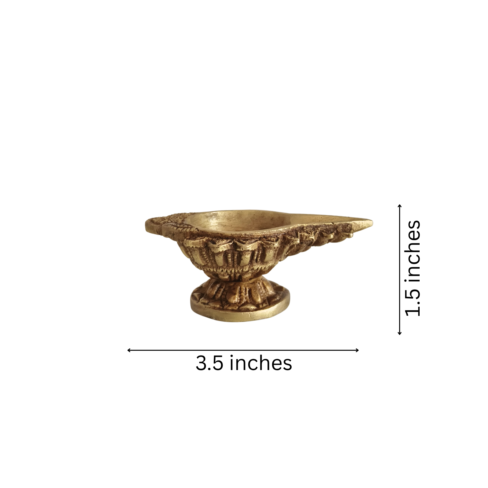 Intricately Carved Brass Base Diya