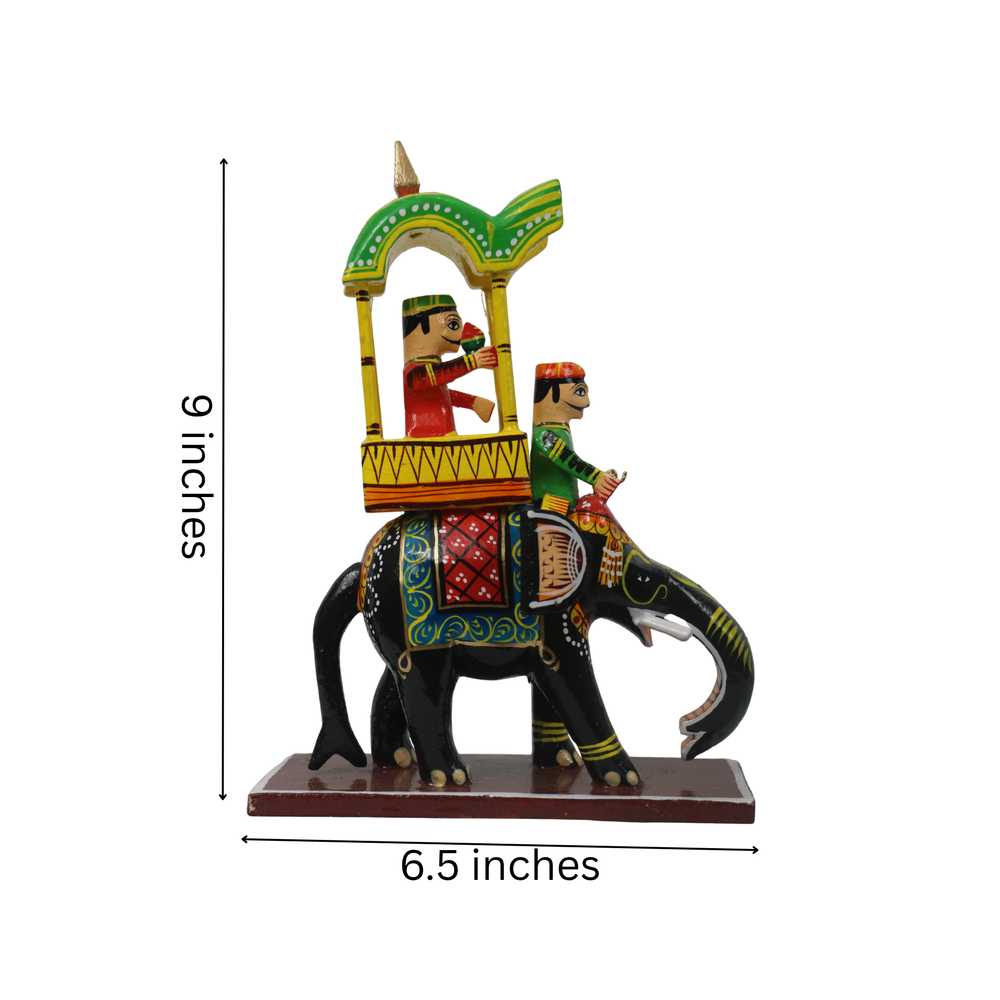 Traditional Ambari Wooden Decor with Raja – Wooden Handcrafted Showpiece   Wooden Lacquerware
