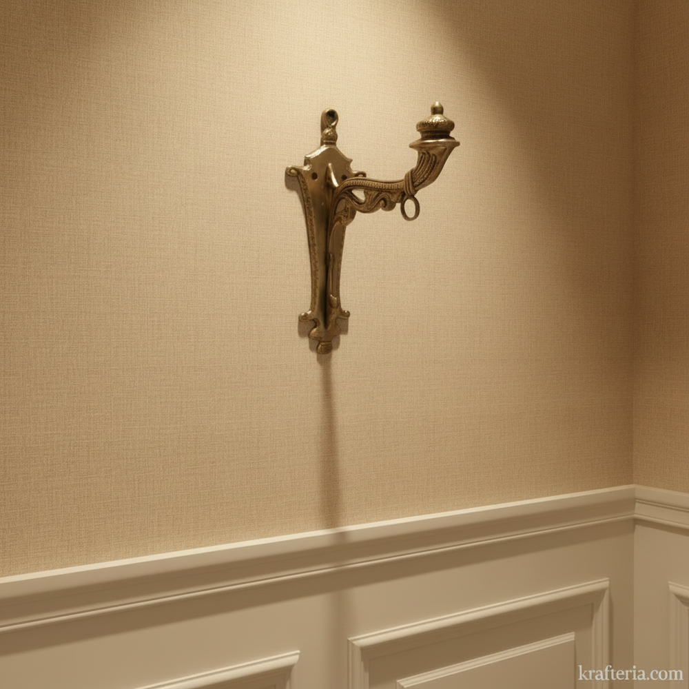 Vintage Brass Wall Diya Holder – Handcrafted Antique Wall Sconce   Brass Artwork