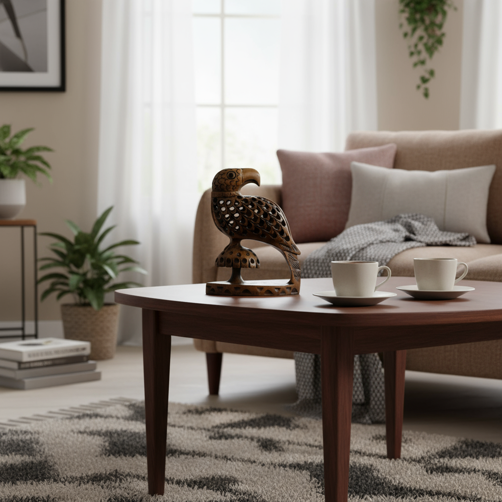 Hand-Carved Wooden Parrot Jali – Intricate Traditional Artwork