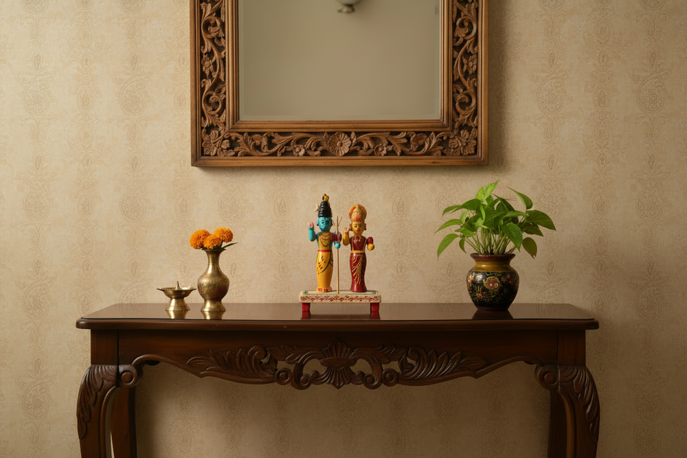 Traditional Etikoppaka Art Ardhanarishvara (Shiva-Parvati)   Etikoppaka Lacquerware