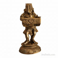 Traditional Lord Ganesha Playing Harmonium Altar Idol   Brass Artwork