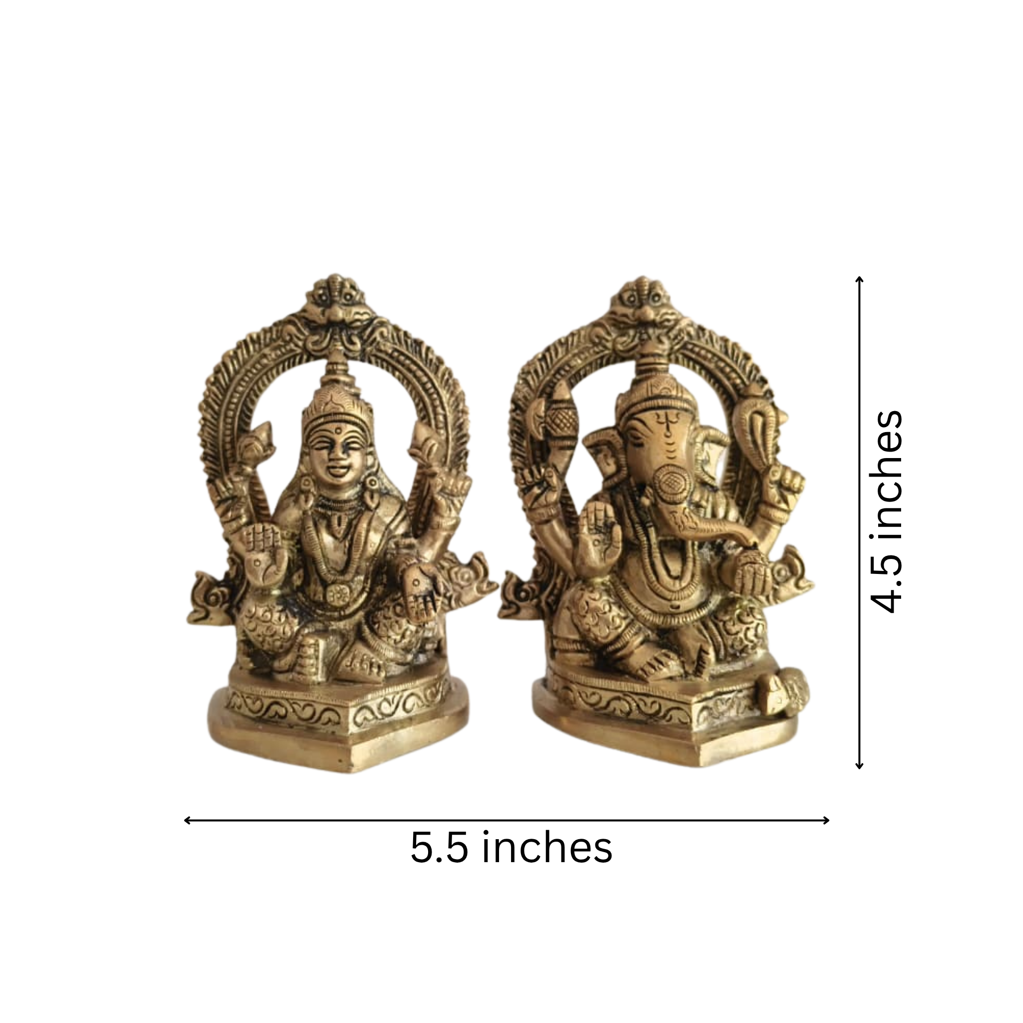 Ornate Brass Idols of Lord Ganesha and Goddess Lakshmi