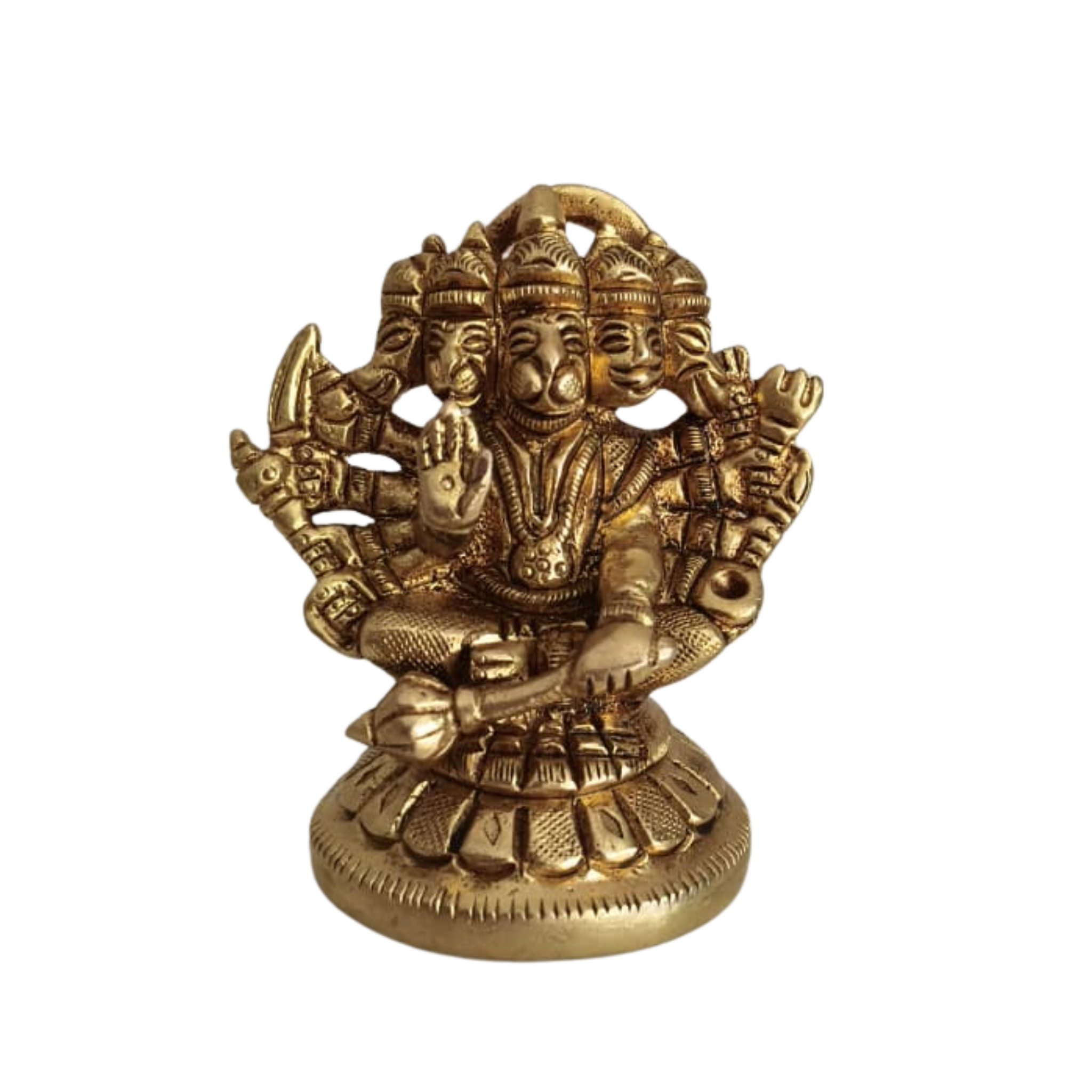 Brass Panchmukhi Hanuman Idol – Five-Faced Protector for Strength and Victory